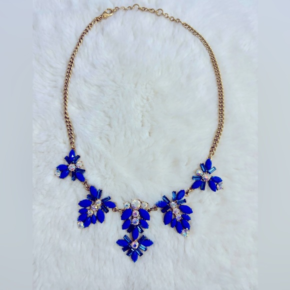Jcrew Statement Necklace  ( Gold,  Blue iridescent crysta) - Picture 1 of 5